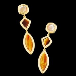 Kendra Scott Monica Gold Linear Earrings in Brown Mix
